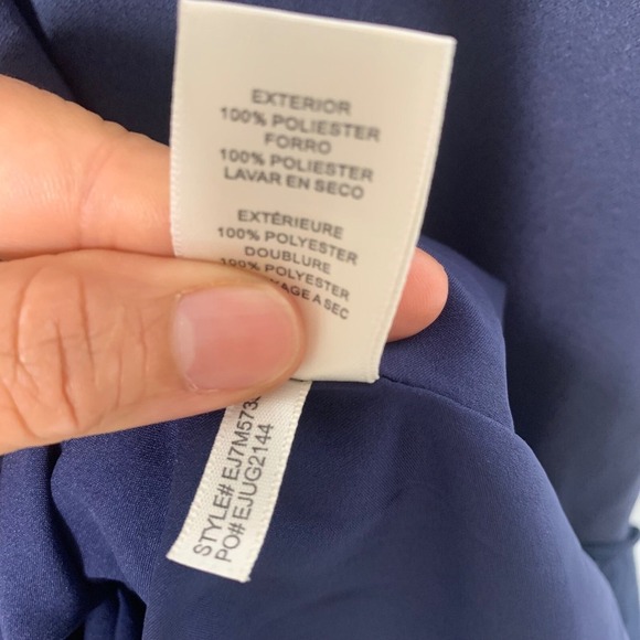 Eliza J Navy Blue Dress Ruffle peplum Sleeveless‎ Party Cocktail Size 6 guest - Picture 9 of 10